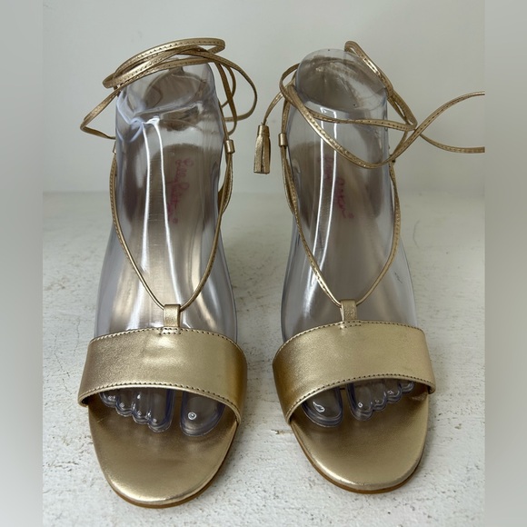 Lilly Pulitzer Gold Strappy Wedges NWOT - Picture 4 of 9